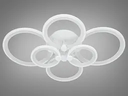 Стельова LED-люстра Diasha 8022/6WH 110W, 6 кілець, 3 кольори світла, Ø58×80 см, диммер, пульт - мініатюра 5