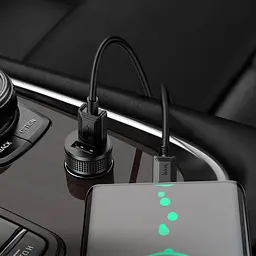 Адаптер автомобільний HOCO Type-C Cable Level dual port car charger Z49 2 USB 12 W чорний - мініатюра 5