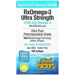 Омега-3 ультра Natural Factors RxOmega-3 Ultra Strength 2150 мг 150 гелевих капсул - мініатюра 2