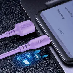 Дата кабель USB 2.0 AM to Lightning 1.0m soft silicone violet ColorWay (CW-CBUL044-PU) - мініатюра 6