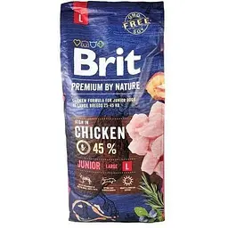 Сухий корм Brit Premium Dog Junior L для цуценят та юніорів великих порід з куркою 15 кг