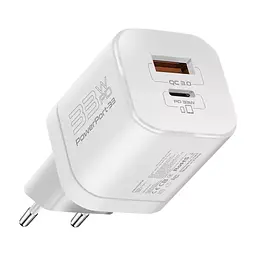 Зарядное устройство Promate 33W USB-C+USB-A (powerport-33.white)