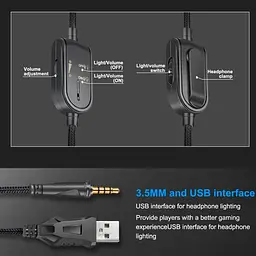 Дротова ігрова гарнітура Onikuma Gaming K8, USB, 3.5mm, 2.2m, LED black - мініатюра 3