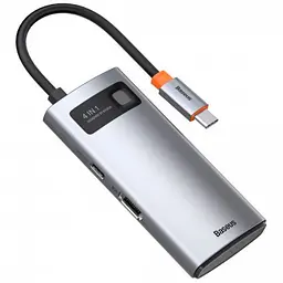 Перехідник HUB Baseus Metal Gleam Series 4-in-1 Type-C (CAHUB-CY) Gray