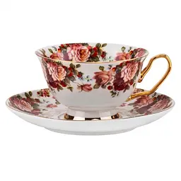 Чашка с блюдцем Elisey English Garden 200 мл (9217-007) красная с белым      