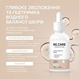 Інтенсивна зволожувальна сироватка Extra Hydration Serum RE.CARE 30 мл - мініатюра 3