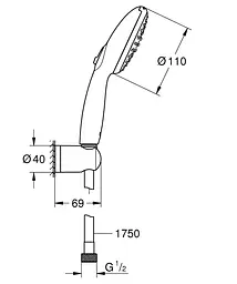 Душовий гарнітур Grohe QuickFix Vitalio Start 2 режими струменя 110 27950001, Хром - мініатюра 4