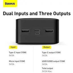 Портативна батарея Baseus Bipow Digital Display 30000 mAh 15W PPDML-K01 Black - мініатюра 6