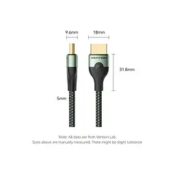 Кабель мультимедійний HDMI M to HDMI M 1.5m 8K60Hz ultra thin cotton braided green Vention (ALOGG) - мініатюра 2