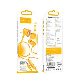 Дротові навушники Hoco M107 Discoverer універсальні earphones with mic, 3.5mm, 1.2m, yellow - мініатюра 2