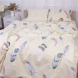 Простирадло MirSon Сатин 22-1351 Feathers 220х180 см бежеве - мініатюра 6
