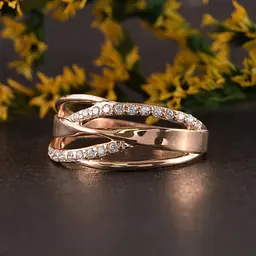 Каблучка з червоного золота з фіанітами 18.5 K-0132 - мініатюра 7