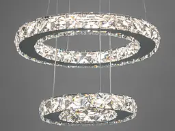 Люстра стельова LED Diasha 7206-3W/300+200HR "Кришталеві кільця", 30W, хром, для вітальні, коридору, кухні - мініатюра 3