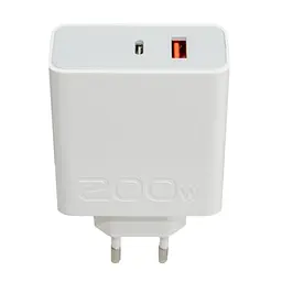 Зарядний адаптер 200W Power Adapter Suie, блок живлення з USB-A і USB-C, білий мережевий для телефону - мініатюра 3