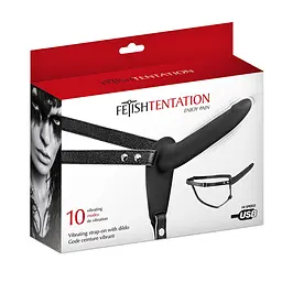 Страпон з вібрацією Fetish Tentation Vibrating Strap-On With Double Dildo 15 см чорний - мініатюра 4