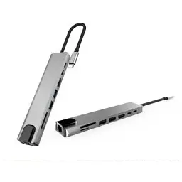Концентратор XoKo Type-C to RJ45+HDMI+2xUSB 3.0+ TF,SD reader+ PD Type-C+ Type (XK-AC550-SL)