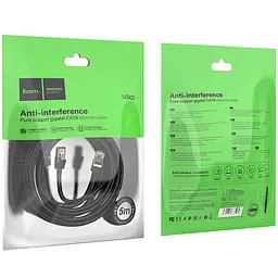 Кабель (патч-корд) Hoco US02 Level pure copper gigabit ethernet (5m) Black - мініатюра 2