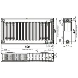 Радіатор сталевий панельний Optimum 22 низ/справа 500x600 (без INNER) 000022032, Білий - мініатюра 4