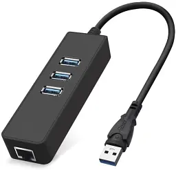 Адаптер Dynamode USB 3.0 Type-C/Type-A – RJ45 Gigabit Lan, 3xUSB 3.0-порти, з каб.13 см, темно-сірий (DM-AD-GLAN-U3)