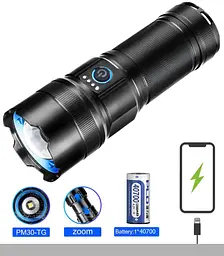Ліхтар AK180 WHITE LASER LED PM30-TG з Power Bank, ЗУ Type-C, zoom, 5 фільтрів (47476-AK180_494)