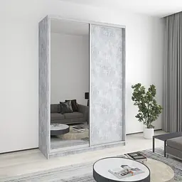 Шафа-купе дводверна MebelStar Стандарт AL ДСП/Дзеркало 160x60x240 см Бетон (MBS-3768)
