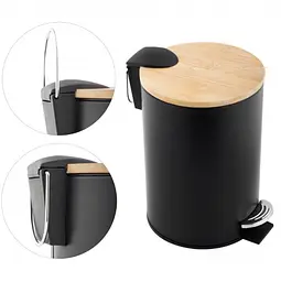 Відро для сміття Yoka Vini black bamboo 3л CH.VINI-BLK, Чорний матовий - мініатюра 3