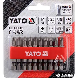 Насадка викруткова Yato Philips PН2x50 мм HEX 1/4 10 шт. (YT-0478) - мініатюра 2