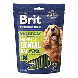 Ласощі для собак середніх порід Brit Premium Dental M з колагеном і спіруліною, 180 г (112283/573950)