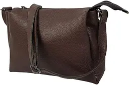 Сумка жіноча Borsacomoda темно-коричнева, шкіряна, наплечна, 31x19.5x9 см
