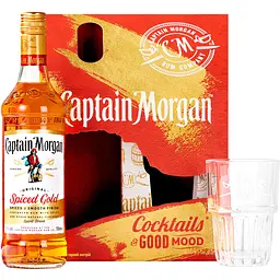 Алкогольный напиток Captain Morgan Spiced Gold 35% 0.7 л + стакан