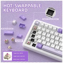 Клавіатура Attack Shark X85PRO RGB Wireless/Bluetooth/USB UA Lavender (X85PROL_AS) - мініатюра 7