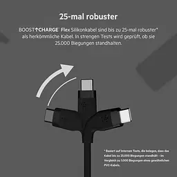 Кабель Belkin USB-A > USB-C заряджання/синхронізації 3м, 15Вт, Type-C, силіконовий з кліпсою, чорний teh0013621 - мініатюра 4