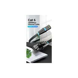 Патч-корд 2м, UTP cat 6 RJ-45 flat black Vention (IBJBH) - мініатюра 5