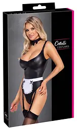 Боді Cottelli Collection Costumes Maid XL (чорний з білим) - мініатюра 6