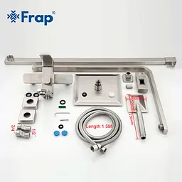 Душова система Frap F2421, поворотний вилив - перемикач на лійку, 1 режим, нержавіюча сталь - мініатюра 4