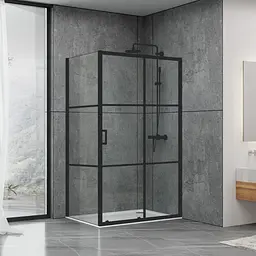 Душова кабіна Dusel EF-185BP + EF181BP Black Matt Paint 1200x900x1900, Чорний матовий, Універсальна, прозрачний, Чорний матовий, 120x90