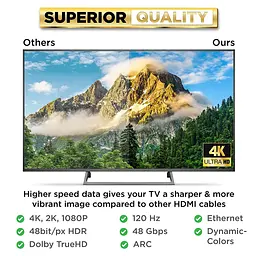 HDMI кабель PowerBear 4K 60Hz 1 м нейлоновый с позолоченными коннекторами - миниатюра 4