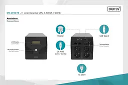Джерело безперебійного живлення Assmann UPS LINE-INTERACTIVE 1500VA 900W DN-170075 Black - мініатюра 5
