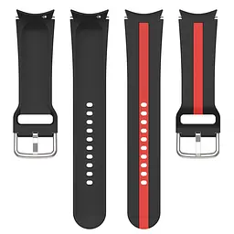 Ремінець для Samsung Galaxy Watch 4 40mm - чорно-червоний ширина кріплення 20мм силікон Watchbands D2 (W16-6WB19112168) - мініатюра 4
