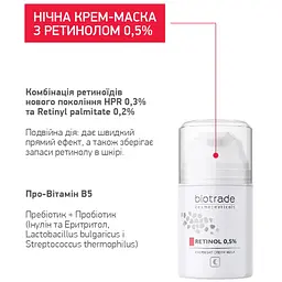 Антивікова нічна крем-маска для обличчя Biotrade Intensive з ретинолом 0.5% 50 мл - мініатюра 2
