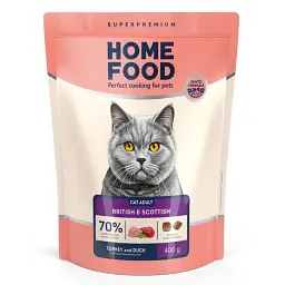 Корм для котів британської породи Home Food з індичкою та качкою 0,4кг