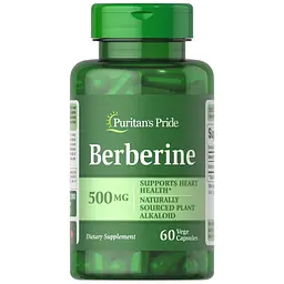 Берберін гідрохлорид Puritan's Pride Berberine 500 mg, 60 капсул для підтримки здоров'я серця