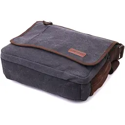 Сумка через плече для ноутбука 13" із щільного текстилю Vintage 22200 чорний - мініатюра 5