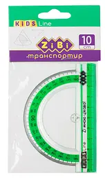 Транспортир, 100 мм, з салатовою смужкою, 12 шт. в упаковці