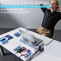 Мережева зарядна станція ILEPO 500W на 2 USB+6 Type-C мультизарядний пристрій потужний блок живлення Black (19339) - мініатюра 5