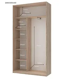 Шафа-купе Doros Сіті Лайт Дуб Cонома 2 Дзеркала 120х45х225 (44900068) - мініатюра 6