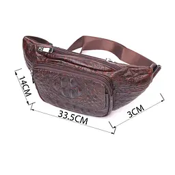 Модна поясна сумка з натуральної шкіри з фактурою під крокодила 21298 Vintage коричнева - мініатюра 4