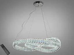 Люстра підвісна LED Diasha D8880/600CH, хром, кришталеві стрічки, Ø 65 см, 92 W, пульт