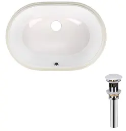 Комплект Qtap Stork: Раковина врізна овальна 570x390x210 мм White + Донний клапан PU02O (QT15116030WN47294)