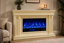 Електричний камін Valencia Grande Ivory Bluetooth звук потріскування дров (10080151) - мініатюра 9